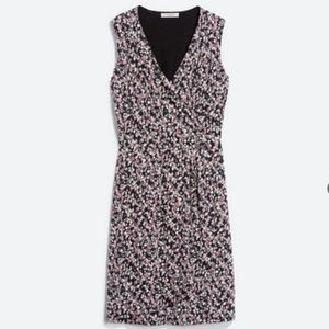 Gilli Black Floral Midi Dress with Pink and White Accents